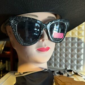 Betsey Johnson Black Glitter Sunglasses